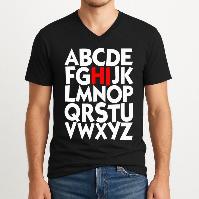 Alphabet ABCs Hi Kindergarten Alphabet learn ABCs  V-Neck T-Shirt