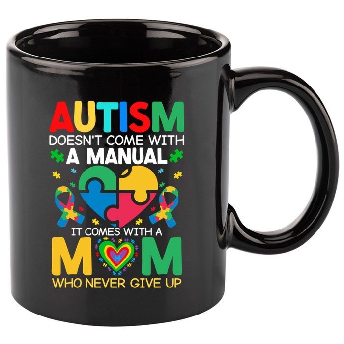 Autism Awareness Heart Of Support And Puzzle Piece Gift 11oz C Handle Ceramic Mug