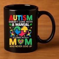 Autism Awareness Heart Of Support And Puzzle Piece Gift 11oz C Handle Ceramic Mug