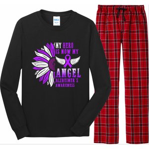 Alzheimers Awareness Hero Is Now My Angel Remembrance Purple Gift Long Sleeve Pajama Set