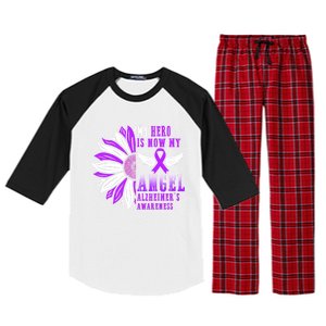 Alzheimers Awareness Hero Is Now My Angel Remembrance Purple Gift Raglan Sleeve Pajama Set