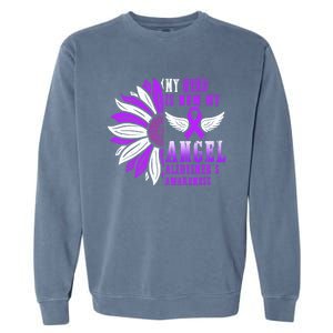 Alzheimers Awareness Hero Is Now My Angel Remembrance Purple Gift Garment-Dyed Sweatshirt