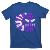 Alzheimers Awareness Hero Is Now My Angel Remembrance Purple Gift T-Shirt