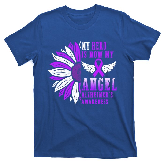 Alzheimers Awareness Hero Is Now My Angel Remembrance Purple Gift T-Shirt