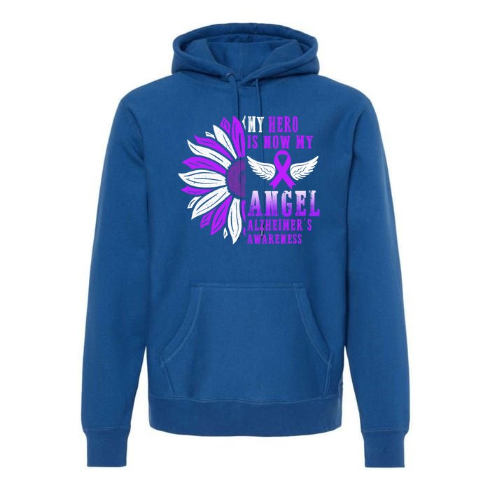 Alzheimers Awareness Hero Is Now My Angel Remembrance Purple Gift Premium Hoodie