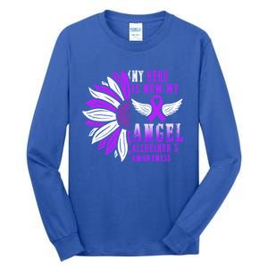 Alzheimers Awareness Hero Is Now My Angel Remembrance Purple Gift Tall Long Sleeve T-Shirt