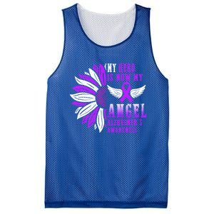 Alzheimers Awareness Hero Is Now My Angel Remembrance Purple Gift Mesh Reversible Basketball Jersey Tank