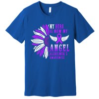 Alzheimers Awareness Hero Is Now My Angel Remembrance Purple Gift Premium T-Shirt