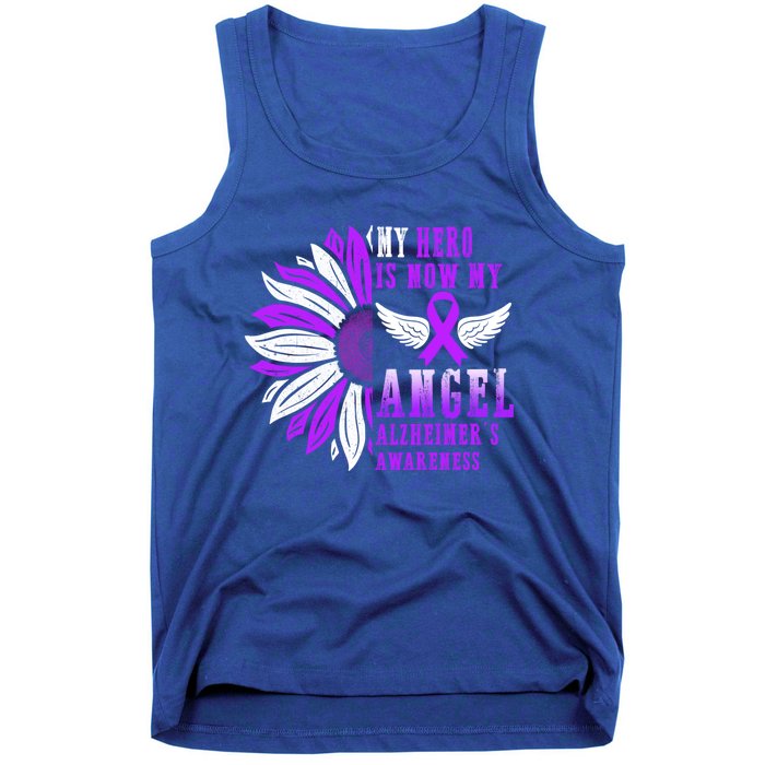 Alzheimers Awareness Hero Is Now My Angel Remembrance Purple Gift Tank Top