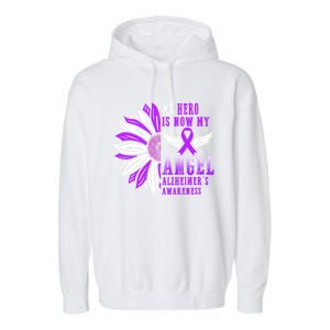 Alzheimers Awareness Hero Is Now My Angel Remembrance Purple Gift Garment-Dyed Fleece Hoodie