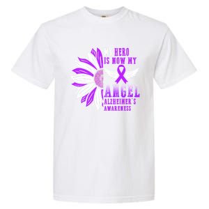 Alzheimers Awareness Hero Is Now My Angel Remembrance Purple Gift Garment-Dyed Heavyweight T-Shirt