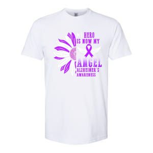 Alzheimers Awareness Hero Is Now My Angel Remembrance Purple Gift Softstyle CVC T-Shirt