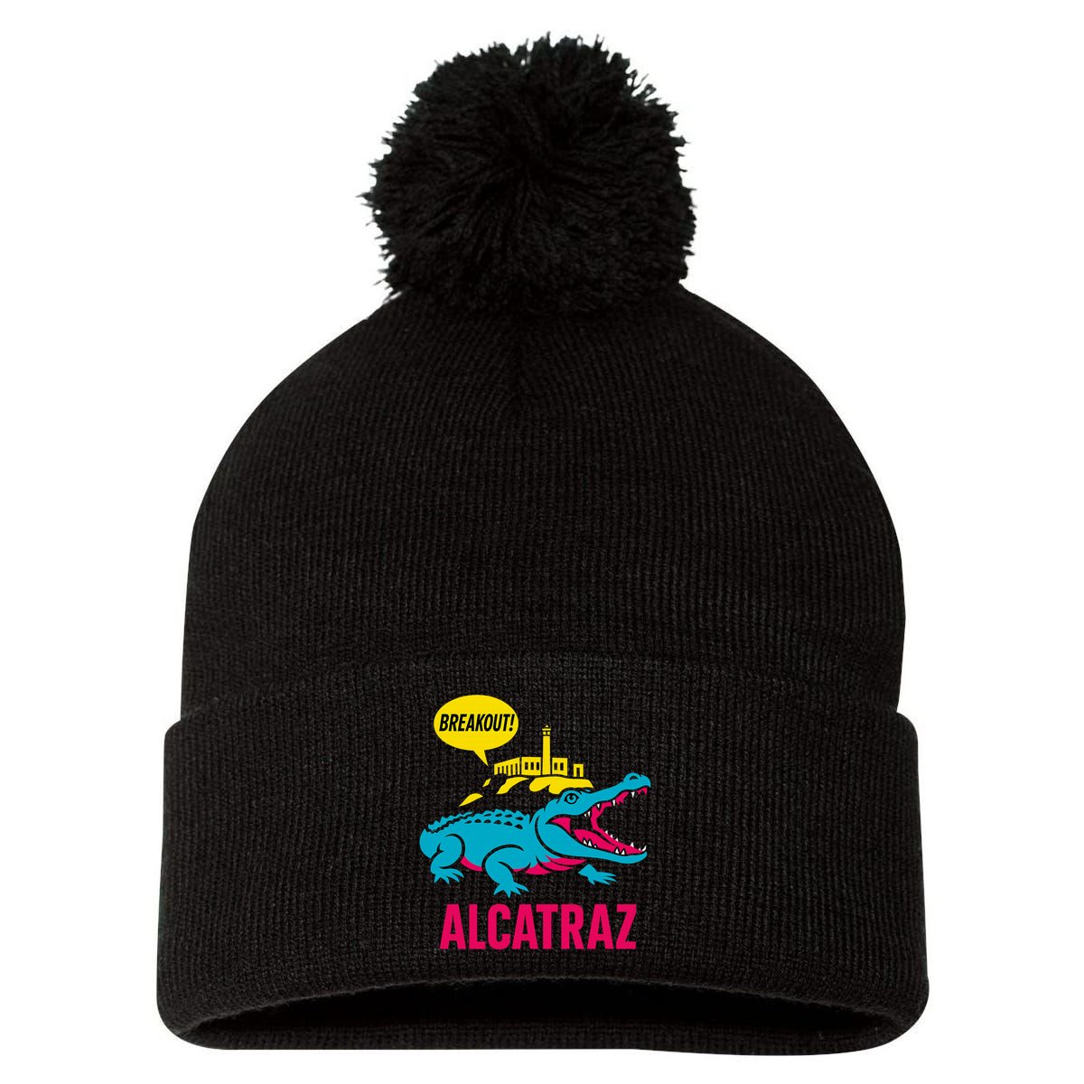 Alligator Alcatraz Hot Breakout Pom Pom 12in Knit Beanie