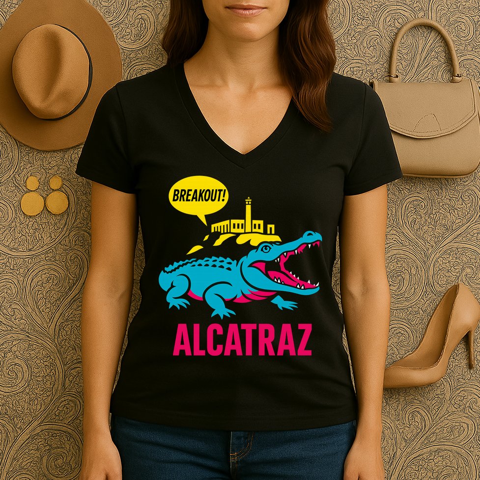 Alligator Alcatraz Hot Breakout Women's V-Neck T-Shirt