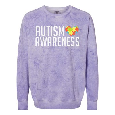 Autism Awareness Heart Puzzle Support Colorblast Crewneck Sweatshirt