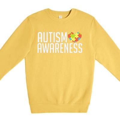 Autism Awareness Heart Puzzle Support Premium Crewneck Sweatshirt