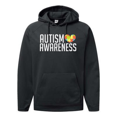 Autism Awareness Heart Puzzle Support Performance Fleece Hoodie