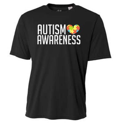 Autism Awareness Heart Puzzle Support Cooling Performance Crew T-Shirt