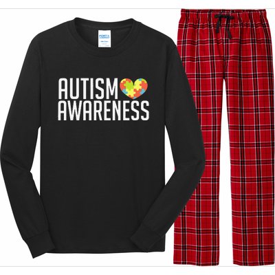 Autism Awareness Heart Puzzle Support Long Sleeve Pajama Set