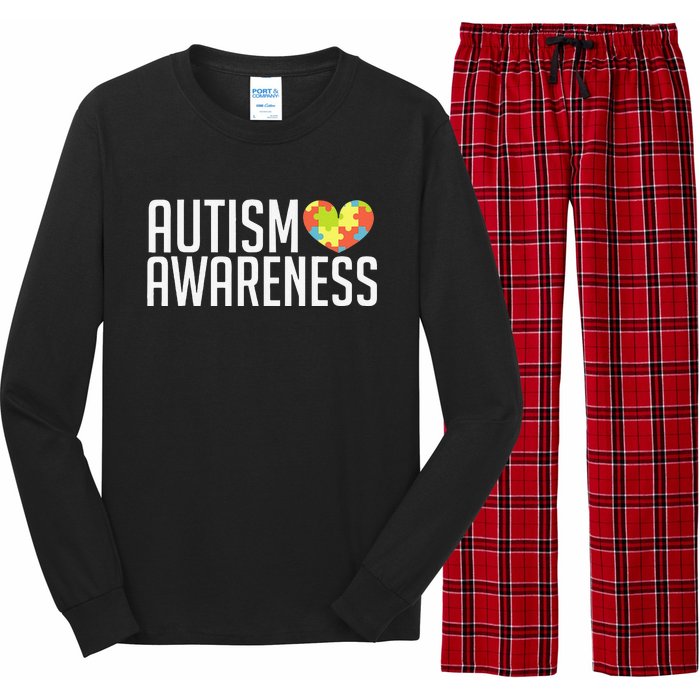 Autism Awareness Heart Puzzle Support Long Sleeve Pajama Set