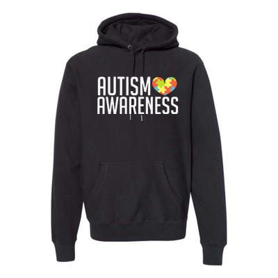 Autism Awareness Heart Puzzle Support Premium Hoodie