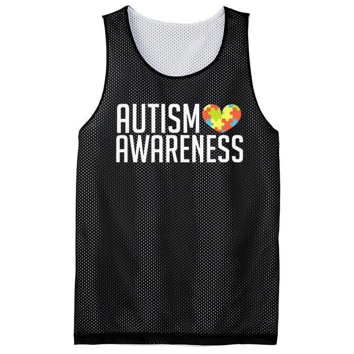 Autism Awareness Heart Puzzle Support Mesh Reversible Basketball Jersey Tank