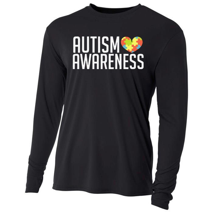 Autism Awareness Heart Puzzle Support Cooling Performance Long Sleeve Crew