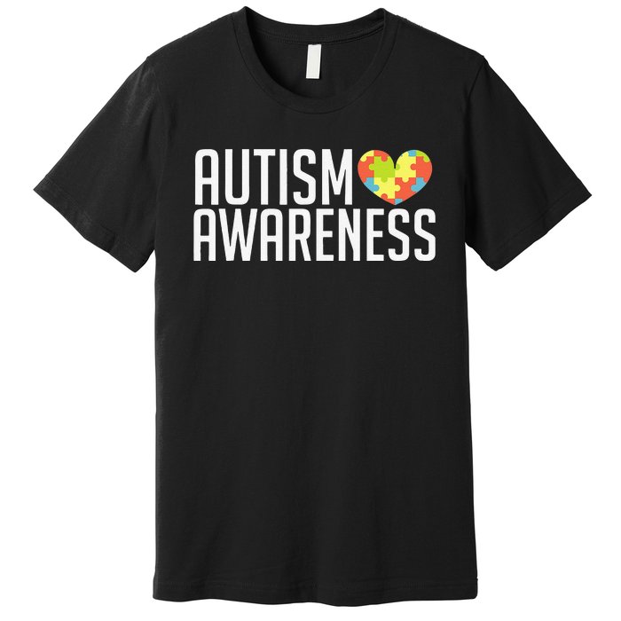 Autism Awareness Heart Puzzle Support Premium T-Shirt