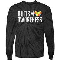 Autism Awareness Heart Puzzle Support Tie-Dye Long Sleeve Shirt