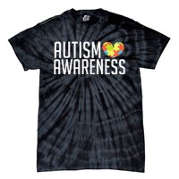 Autism Awareness Heart Puzzle Support Tie-Dye T-Shirt