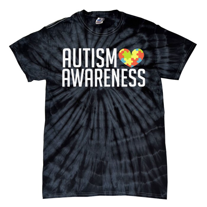 Autism Awareness Heart Puzzle Support Tie-Dye T-Shirt