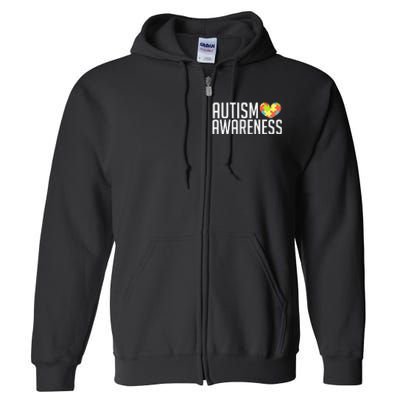 Autism Awareness Heart Puzzle Support Full Zip Hoodie