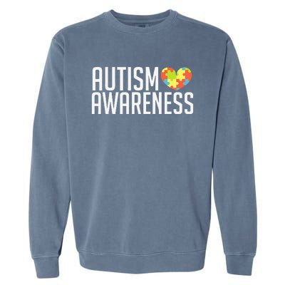 Autism Awareness Heart Puzzle Support Garment-Dyed Sweatshirt