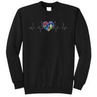 Autism Awareness Heartbeat Proud Mom Autistic Daughter Tall Sweatshirt