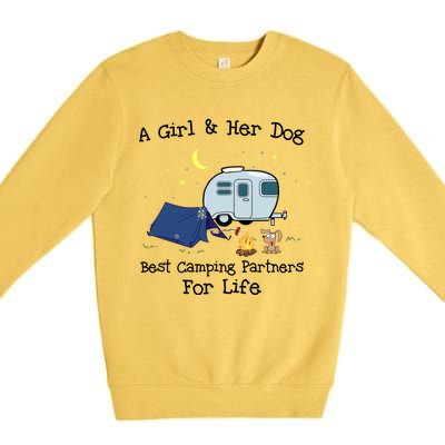 A And Her Dog Best Camping Partners For Life Gift Premium Crewneck Sweatshirt