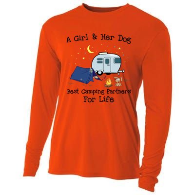 A And Her Dog Best Camping Partners For Life Gift Cooling Performance Long Sleeve Crew