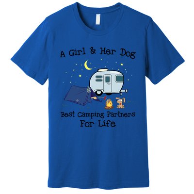 A And Her Dog Best Camping Partners For Life Gift Premium T-Shirt