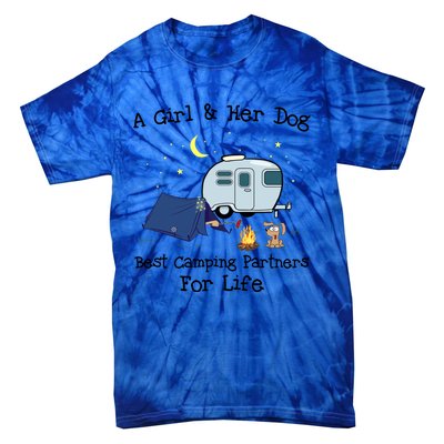 A And Her Dog Best Camping Partners For Life Gift Tie-Dye T-Shirt