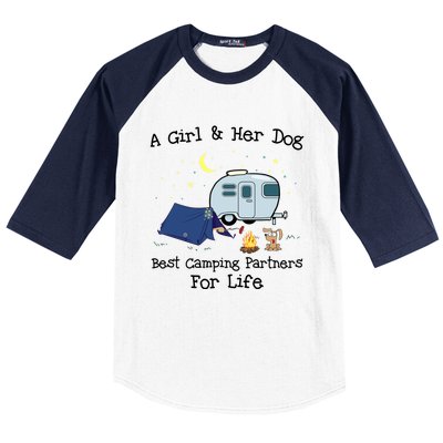 A And Her Dog Best Camping Partners For Life Gift Baseball Sleeve Shirt