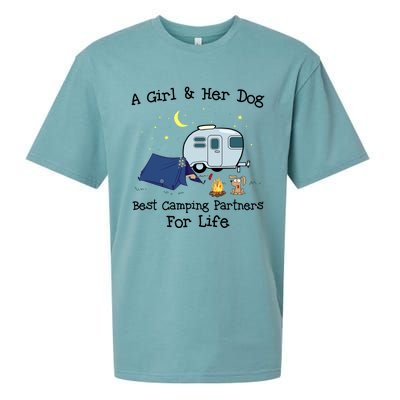 A And Her Dog Best Camping Partners For Life Gift Sueded Cloud Jersey T-Shirt