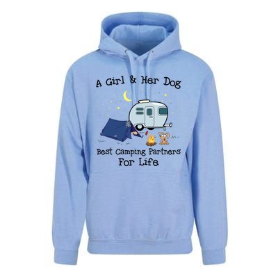 A And Her Dog Best Camping Partners For Life Gift Unisex Surf Hoodie