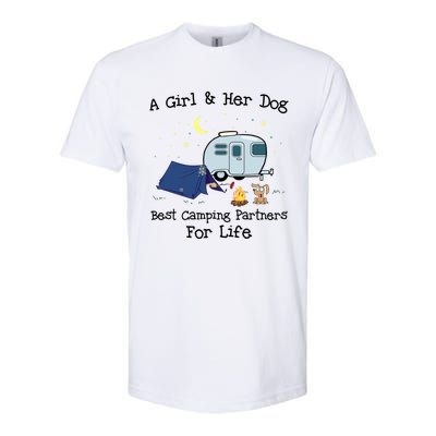 A And Her Dog Best Camping Partners For Life Gift Softstyle CVC T-Shirt