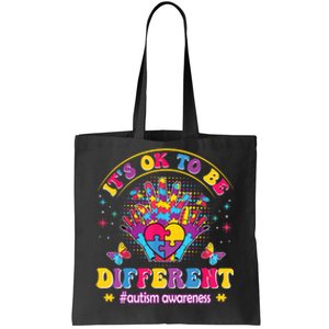 Autism Awareness Heart and Butterfly It's Ok To Be Different Tote Bag