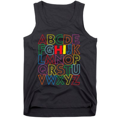 Alphabet Abcs Hi Kindergarten Back To School Teacher Student Tank Top