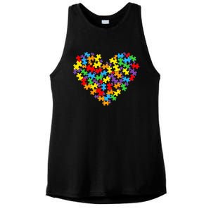 Autism Awareness Heart Valentine Day Puzzle Piece Boy Girl Ladies PosiCharge Tri-Blend Wicking Tank