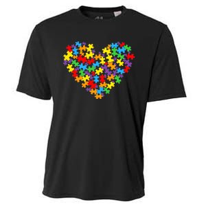 Autism Awareness Heart Valentine Day Puzzle Piece Boy Girl Cooling Performance Crew T-Shirt