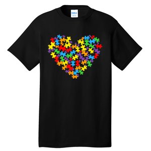 Autism Awareness Heart Valentine Day Puzzle Piece Boy Girl Tall T-Shirt