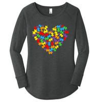 Autism Awareness Heart Valentine Day Puzzle Piece Boy Girl Women's Perfect Tri Tunic Long Sleeve Shirt