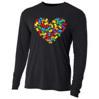 Autism Awareness Heart Valentine Day Puzzle Piece Boy Girl Cooling Performance Long Sleeve Crew