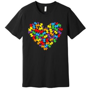 Autism Awareness Heart Valentine Day Puzzle Piece Boy Girl Premium T-Shirt